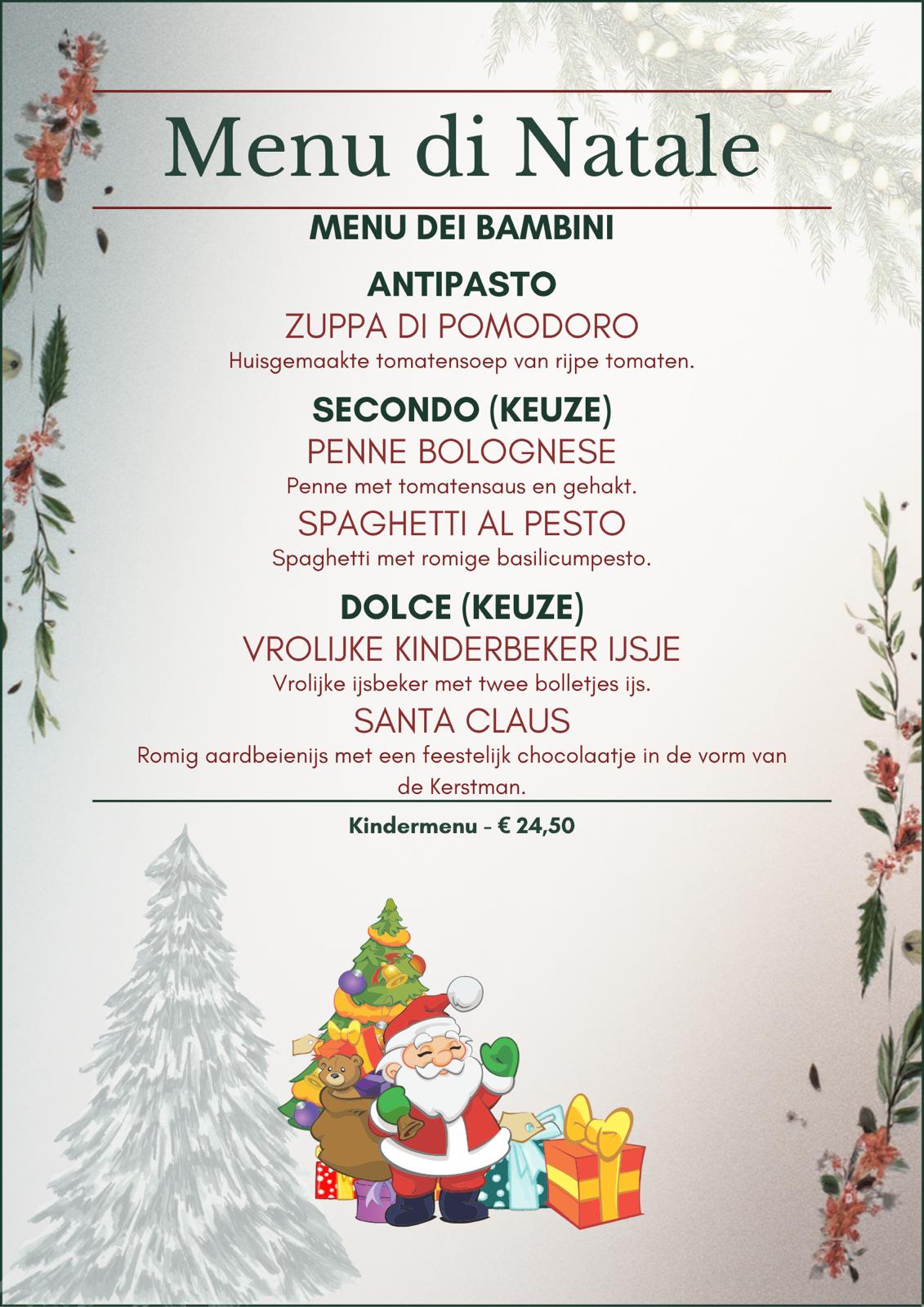 Kerstmenu voor kinderen van A’Domani voor € 24,50